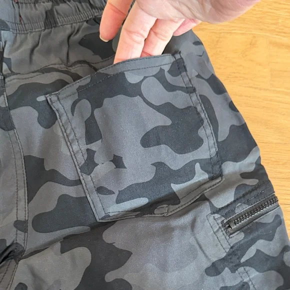 Boys Black Camouflage Nylon Drawstring Cargo Shorts - Picture 4 of 10